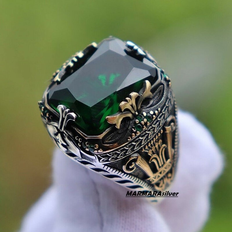SILVER925 BIG GREEN STONE RING/シルバー/リング 3256804600982884;64db6cc2-2754