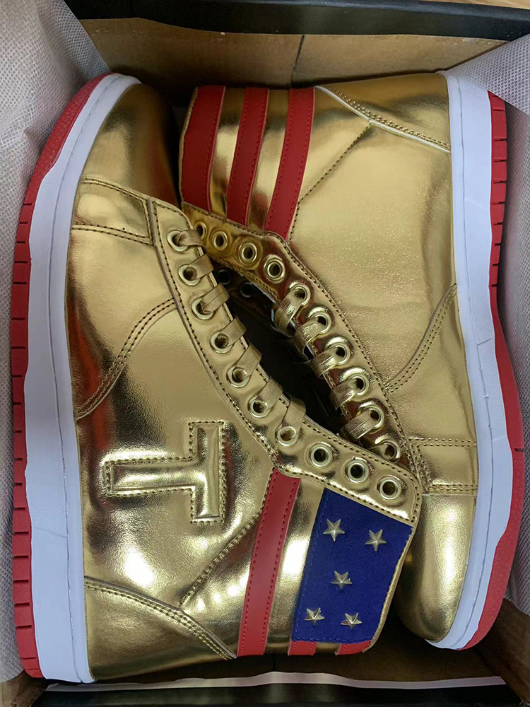 Donald T GOLD Shoes MAGA 2025 NEVER SURRENDER High Tops